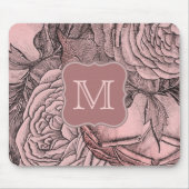 Decoratieve Rozen Blush Pink Monogram Muismat (Voorkant)