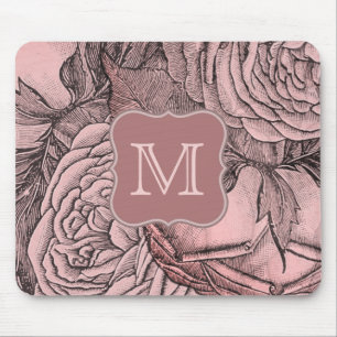 Decoratieve Rozen Blush Pink Monogram Muismat