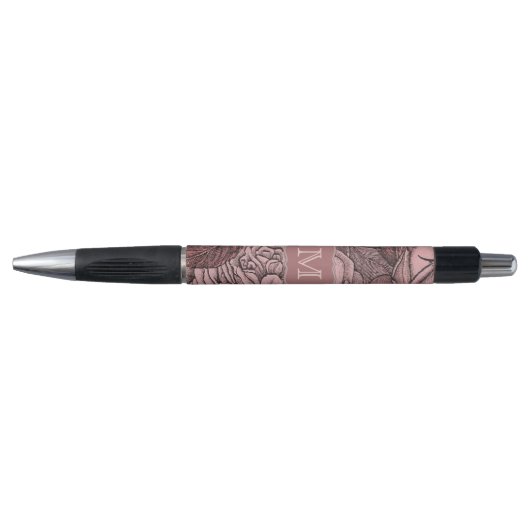 Decoratieve Rozen Blush Pink Monogram Pen (Voorkant)