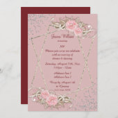 Decoratieve Rozen, Sparkly Woman's Birthday Kaart (Voorkant / Achterkant)