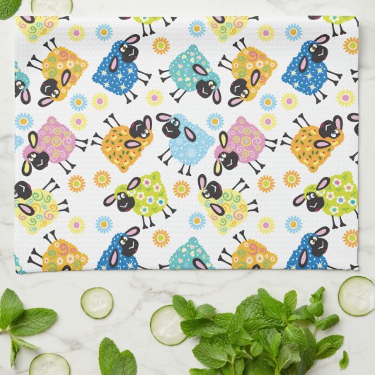 decoratieve schapen theedoek (Gevouwen)