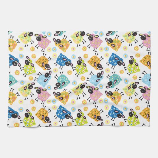 decoratieve schapen theedoek (Horizontaal)