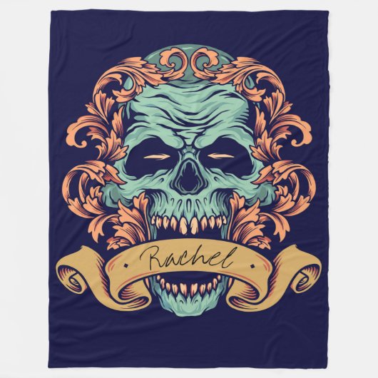 Decoratieve schedel fleece deken (Voorkant)
