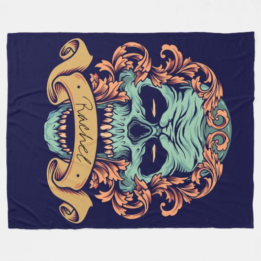 Decoratieve schedel fleece deken (Voorkant (Horizontaal))