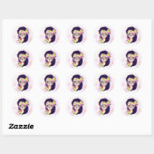 Decoratieve schedel ronde sticker (Vel)
