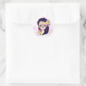 Decoratieve schedel ronde sticker (Tas)
