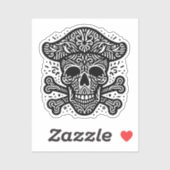 Decoratieve schedel sticker (Vel)