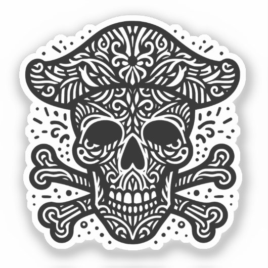 Decoratieve schedel sticker (Voorkant)