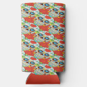 Decoratieve schedels, diamanten en bloemen seltzer blikjeskoeler (Achterkant)