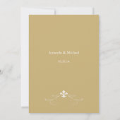 Decoratieve scroller Fleur de Lis Wedding (Gold) Kaart (Achterkant)