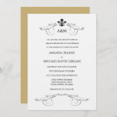 Decoratieve scroller Fleur de Lis Wedding (Gold) Kaart (Voorkant / Achterkant)