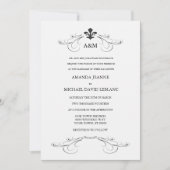 Decoratieve scroller Fleur de Lis Wedding (grijs) Kaart (Voorkant)