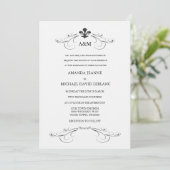 Decoratieve scroller Fleur de Lis Wedding (grijs) Kaart (Staand voorkant)
