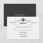 Decoratieve scroller Fleur de Lis Wedding RSVP-kaa RSVP Kaartje (Voorkant / Achterkant)