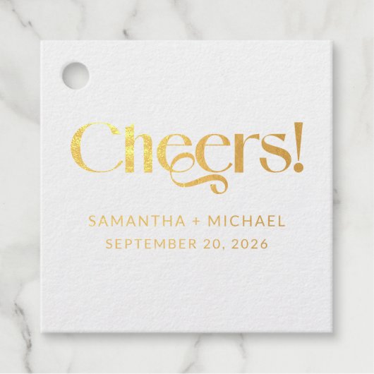 Decoratieve Serif Trouw Cheers Bedankjes Labels (Voorkant)