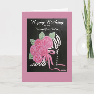 DECORATIEVE SHOE, BIRTHDAY-KAART VOOR ZISTER KAART