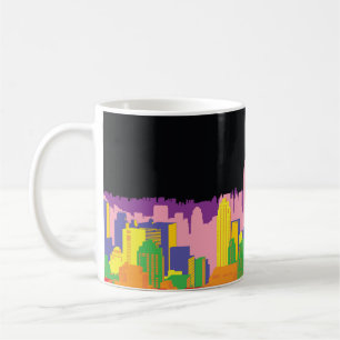 Decoratieve skyline achtergrond stedelijke gebouwe koffiemok