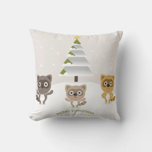Decoratieve Sneeuw Blauwe & Witte Bal Prettig Kers Kussen