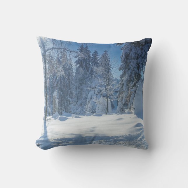 Decoratieve Sneeuw Blauwe & Witte Bal Prettig Kers Kussen (Voorkant)