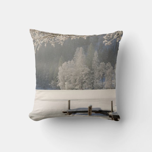 Decoratieve Sneeuw Blauwe & Witte Bal Prettig Kers Kussen (Voorkant)