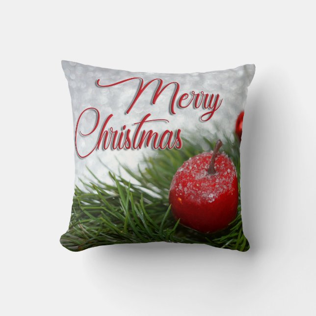 Decoratieve Sneeuw Blauwe & Witte Bal Prettig Kers Kussen (Voorkant)
