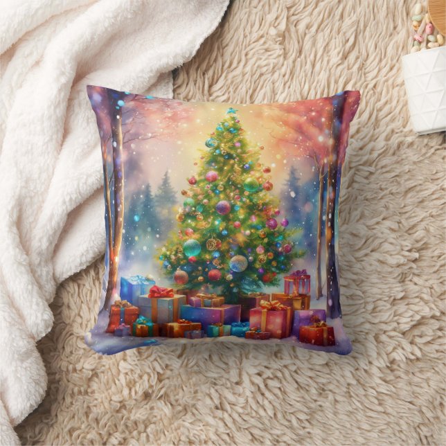 Decoratieve Sneeuw Blauwe & Witte Bal Prettig Kers Kussen (Deken)