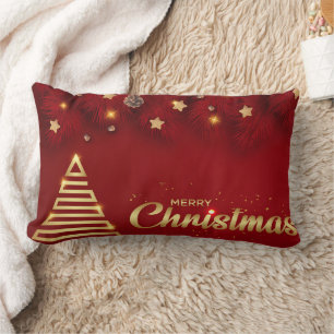 Decoratieve Sneeuw Glitter Rood & Goud Vrolijk Ker Kussen
