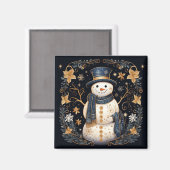 Decoratieve sneeuwman vakantie magneet (Voorkant / Achterkant)