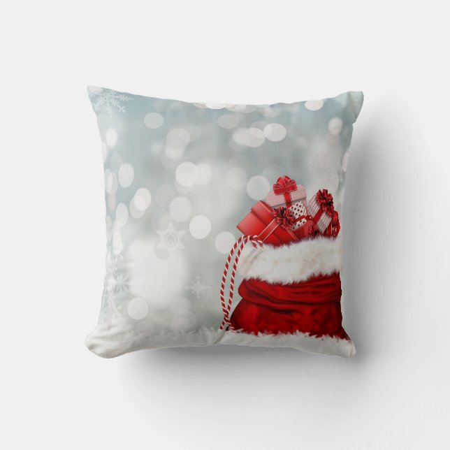Decoratieve sneeuwrode kerstcadeau kussen (Voorkant)