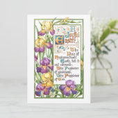 decoratieve Snijtekst met Irises Feestdagenkaart (Staand voorkant)