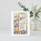 decoratieve Snijtekst met Irises Feestdagenkaart (Staand voorkant)