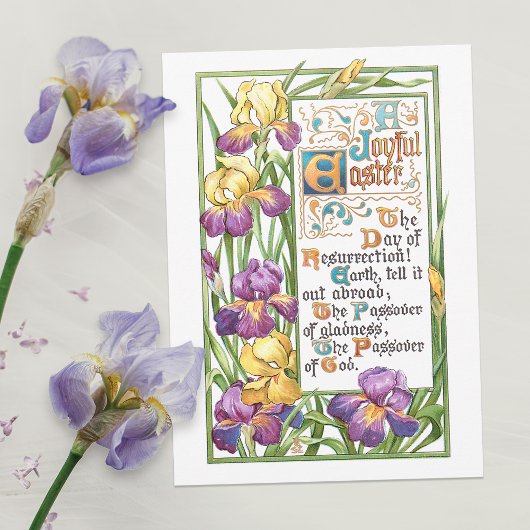 decoratieve Snijtekst met Irises Feestdagenkaart