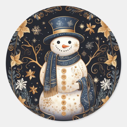 Decoratieve Snowman Sticker (Voorkant)