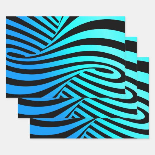 Decoratieve spiraaltjes, abstracte lijnenblauw zwa inpakpapier vel (Set)