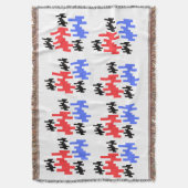 decoratieve sprei met rode en blauwe pixels; deken (Voorkant Verticaal)