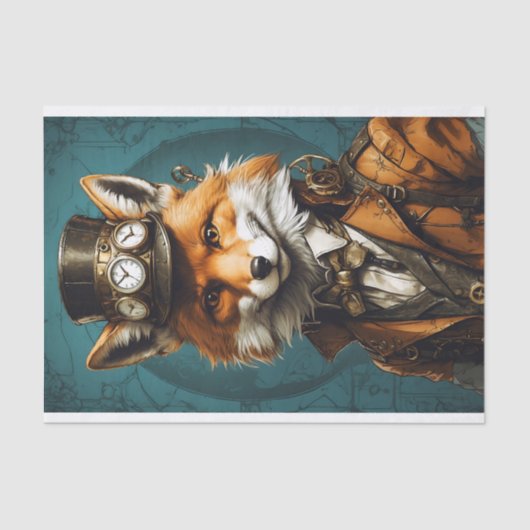 Decoratieve  Steampunk Fox Tissuepapier (Voorkant)