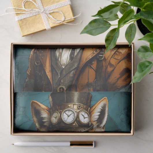 Decoratieve  Steampunk Fox Tissuepapier (Geschenk)