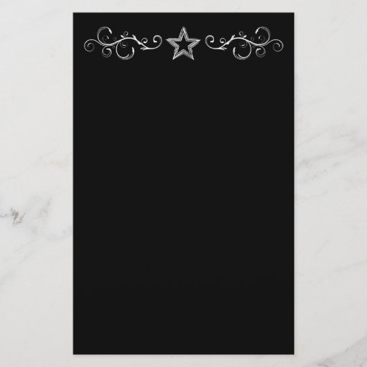 +{ Decoratieve ster }+ Zwart Briefpapier (Voorkant)