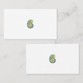 Decoratieve stijl, donkerblauw groen, wattenstel afsprakenkaartje (Voorkant / Achterkant)