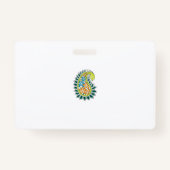 Decoratieve stijl, donkerblauw groen, wattenstel badge (Achterkant)