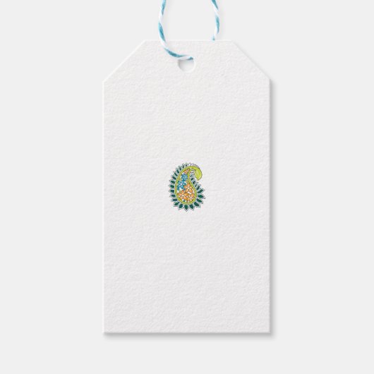 Decoratieve stijl, donkerblauw groen, wattenstel cadeaulabel (Voorkant)