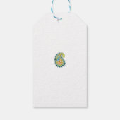 Decoratieve stijl, donkerblauw groen, wattenstel cadeaulabel (Achterkant)