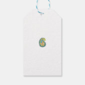 Decoratieve stijl, donkerblauw groen, wattenstel cadeaulabel (Achterkant)