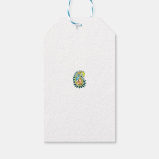 Decoratieve stijl, donkerblauw groen, wattenstel cadeaulabel (Achterkant)