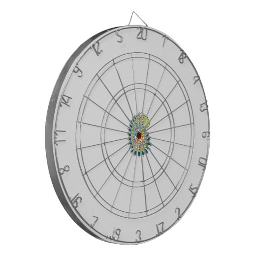 Decoratieve stijl, donkerblauw groen, wattenstel dartbord (Voorkant Links)