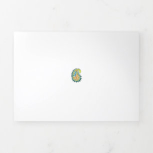 Decoratieve stijl, donkerblauw groen, wattenstel drieluik kaart