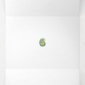 Decoratieve stijl, donkerblauw groen, wattenstel drieluik kaart (Binnenkant midden)