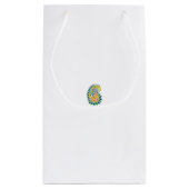 Decoratieve stijl, donkerblauw groen, wattenstel klein cadeauzakje (Achterkant)