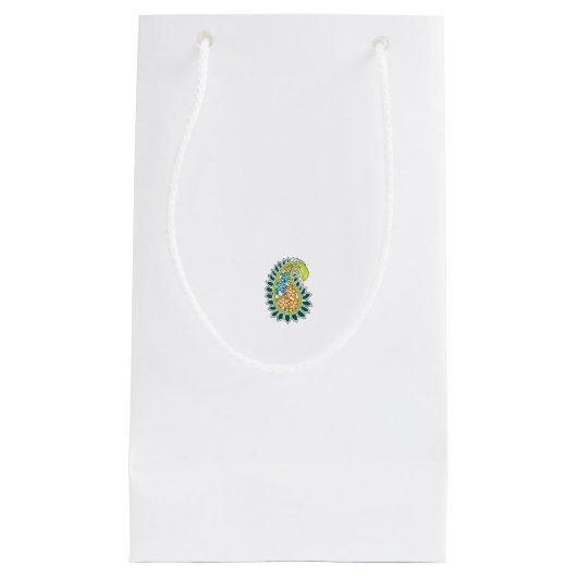 Decoratieve stijl, donkerblauw groen, wattenstel klein cadeauzakje (Voorkant)