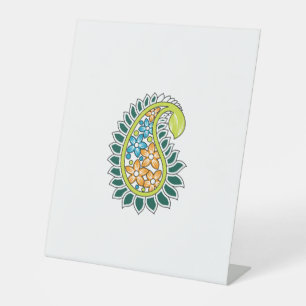 Decoratieve stijl, donkerblauw groen, wattenstel reclamebord met voetstuk